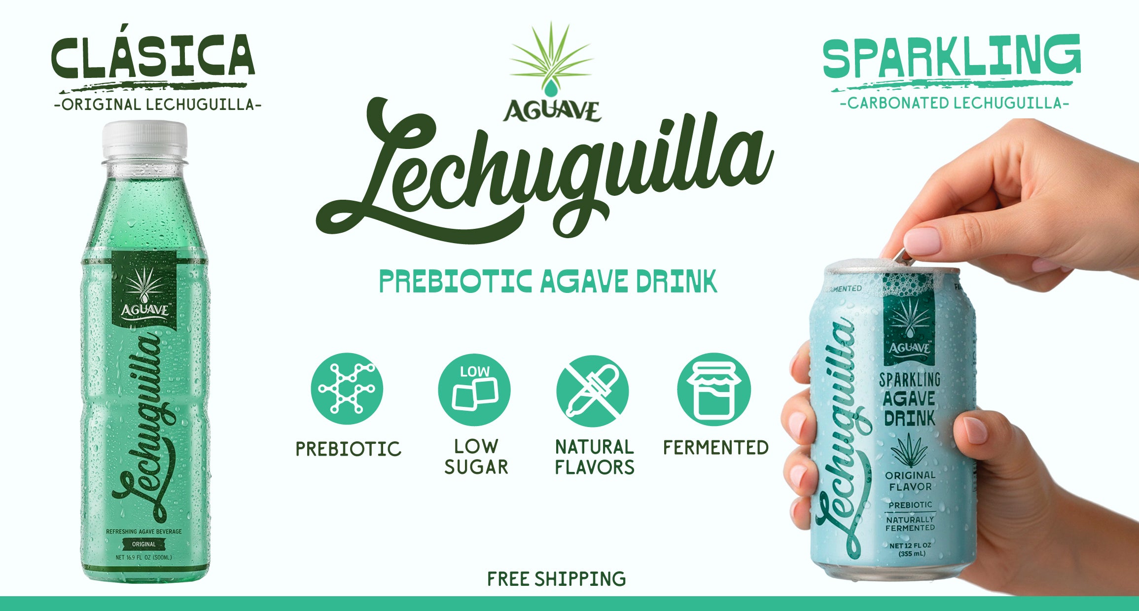 Aguave Sparkling and Original Lechuguilla Drink